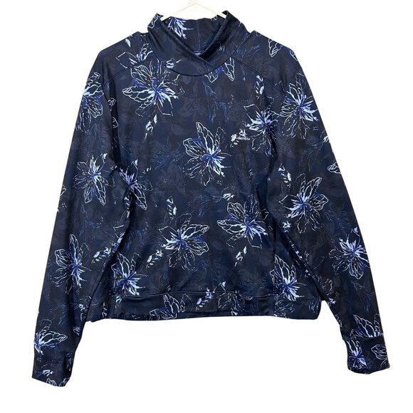 Columbia Women's Size XXL Pullover Blue Floral With Thumb Holes EUC - Picture 1 of 10